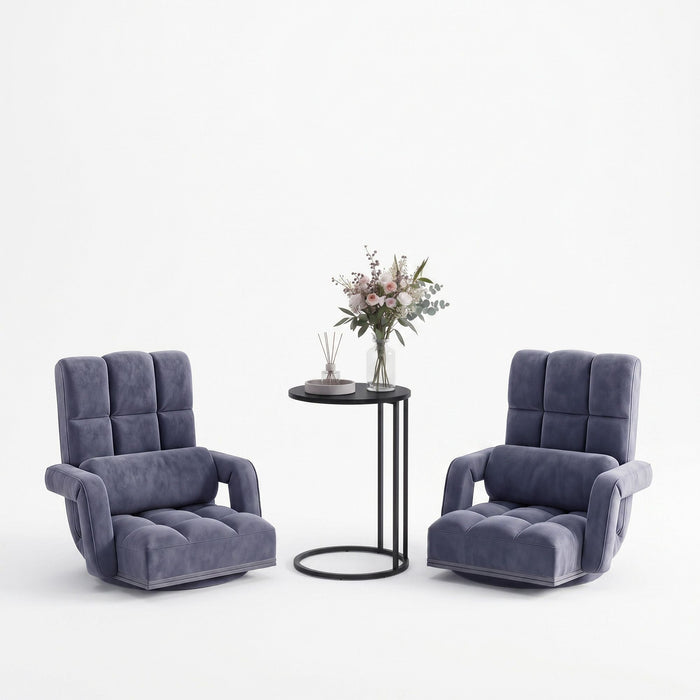 Artiss Floor Sofa Chair & Coffee Table Set, Swivel Lounge Recliner Side Tables