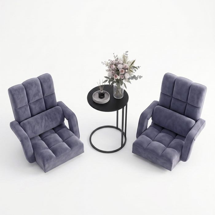 Artiss Floor Sofa Chair & Coffee Table Set, Swivel Lounge Recliner Side Tables