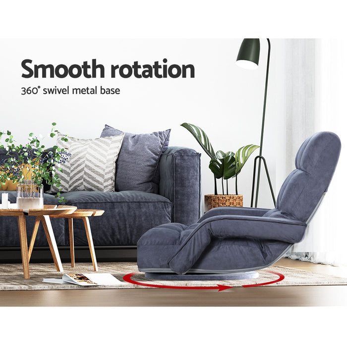 Artiss Floor Sofa Chair & Coffee Table Set, Swivel Lounge Recliner Side Tables