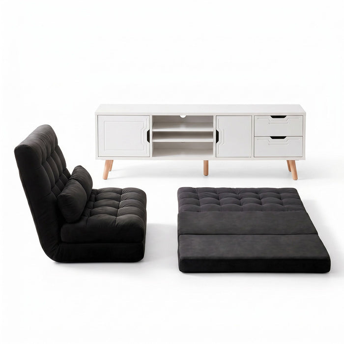 Artiss Sofa Bed Adjustable Floor Chair & TV Unit 120cm Entertainment Cabinet Set