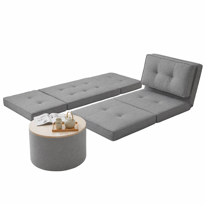 Artiss Recliner Adjustable Floor Chaise Lounge & Ottoman Foot Rest Grey Set