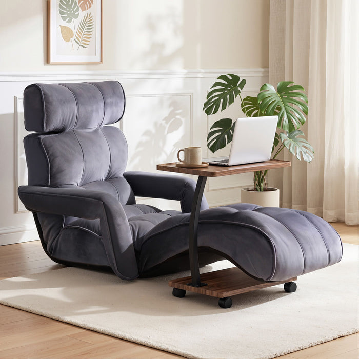 Artiss Floor Lounge & Coffee Table Set, Adjustable Recliner End Table w/ Wheels