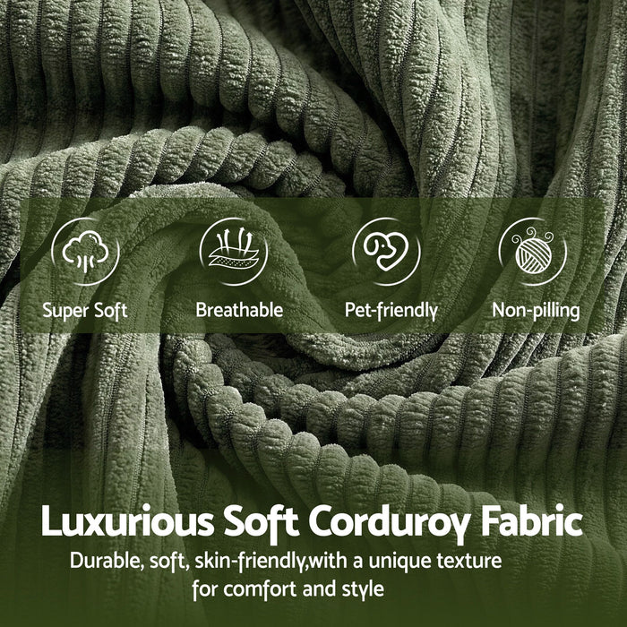 Artiss Armchair Floor Chair Couch Recliner 1 Seater Cloud Chaise Lounge Corduroy Green