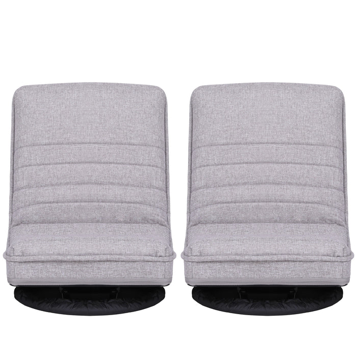 Artiss 2 Swivel Floor Chair 360 Adjustable Foldable Lounge Seat Floor Sofa Chair Grey