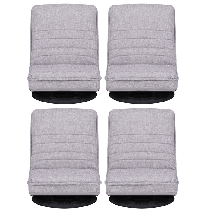 Artiss 4PCS Swivel Floor Chair 360 Adjustable Foldable Lounge Seat Floor Sofa Chair Grey