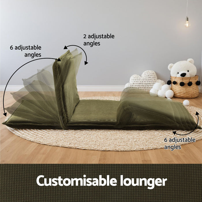 Artiss Floor Lounge Sofa Bed Folding Chaise Chair Green & Coffee Table Side Table Marble Effect