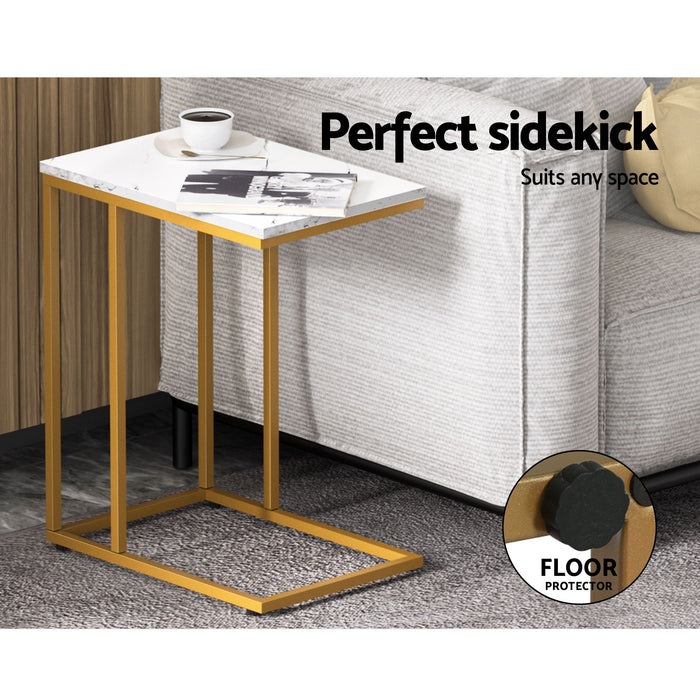 Artiss Floor Lounge Sofa Bed Folding Chaise Chair Green & Coffee Table Side Table Marble Effect