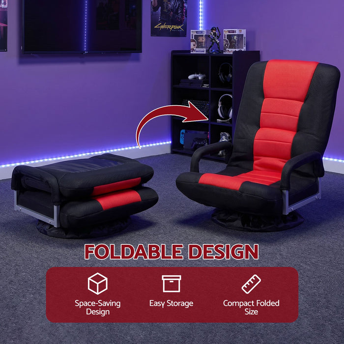 Artiss Floor Gaming Chair with 360 Swivel, 6-Position Backrest for Gaming