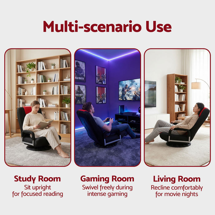 Artiss Floor Gaming Chair with 360 Swivel, 6-Position Backrest for Gaming