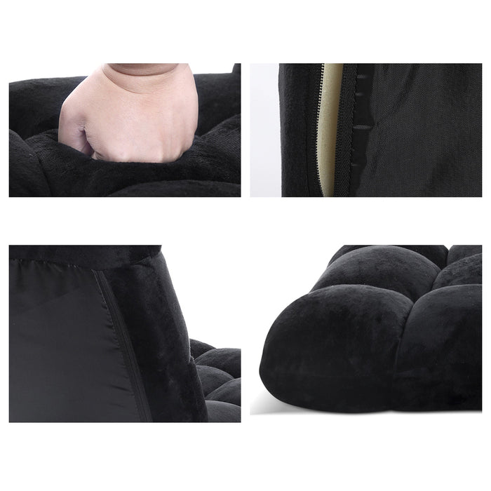Artiss 2X Lounge Sofa Bed Flannel Fabric Black