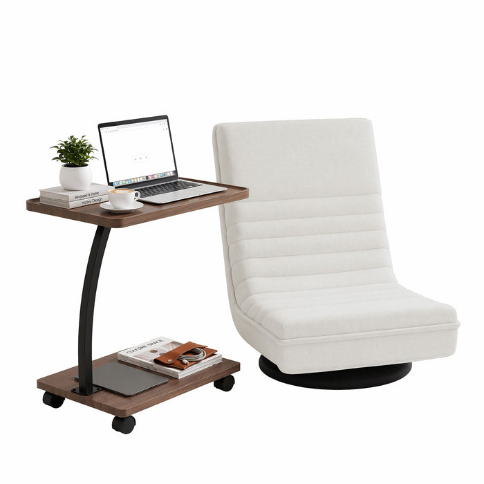 Artiss Floor Lounge 360° Swivel Foldable Sofa Chair and Side Table with Castors Set