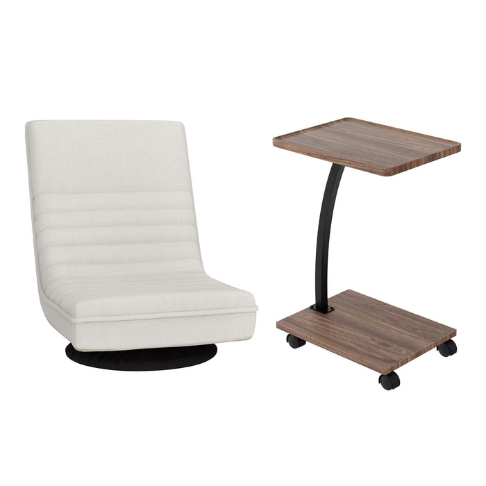 Artiss Floor Lounge 360° Swivel Foldable Sofa Chair and Side Table with Castors Set