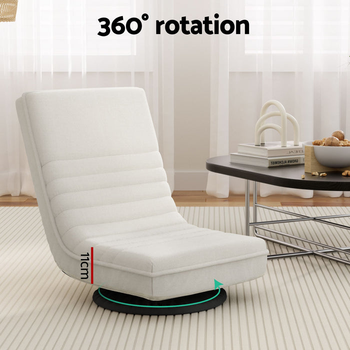 Artiss Floor Lounge 360° Swivel Foldable Sofa Chair and Side Table with Castors Set