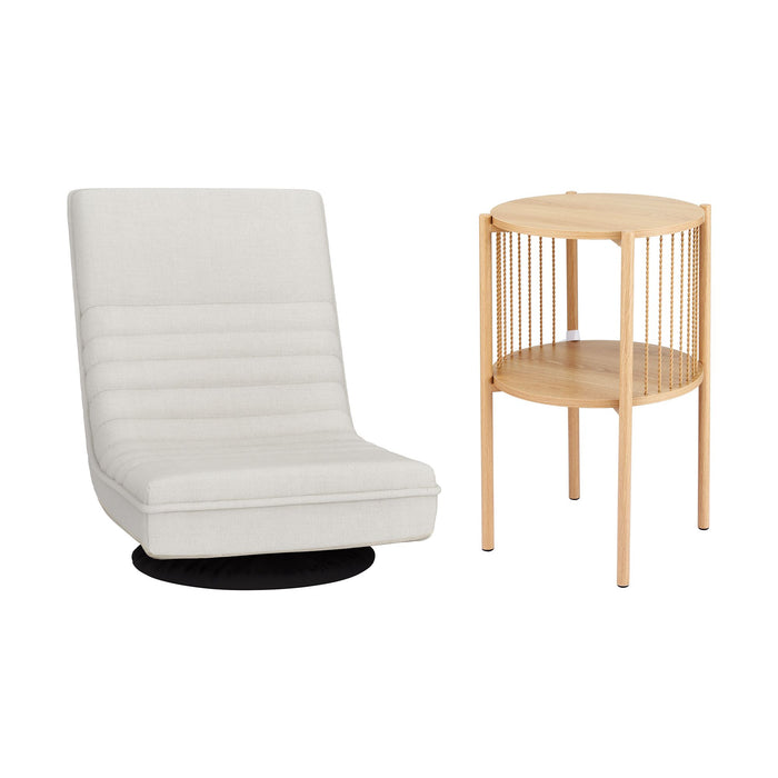 Artiss Floor Lounge Folding Swivel Sofa Chair and 2 Tier Round End Side Table Set