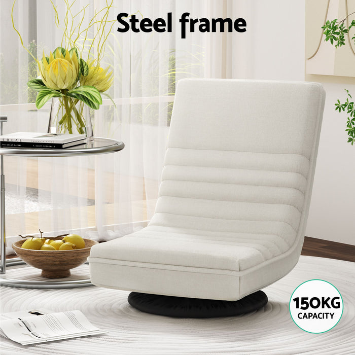Artiss Floor Lounge Folding Swivel Sofa Chair and 2 Tier Round End Side Table Set