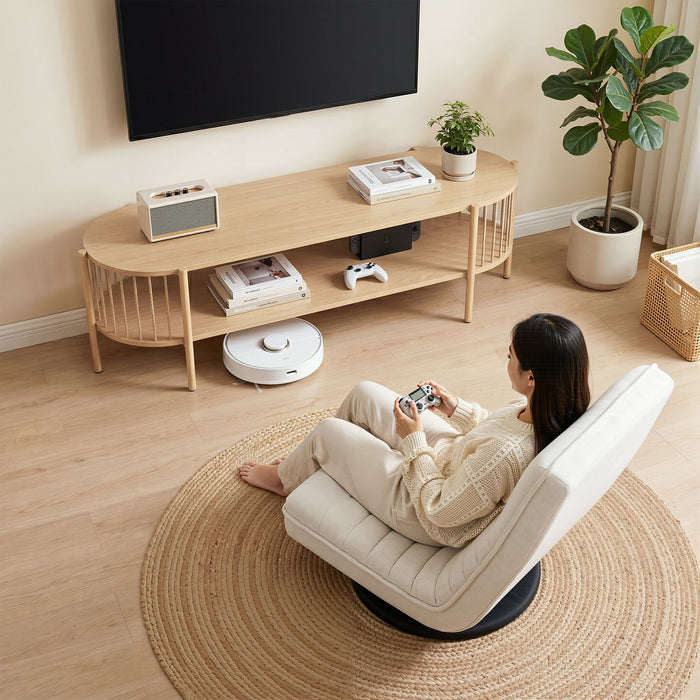 Artiss Swivel Floor Chair & TV Entertainment Unit with Storage Shelf Set