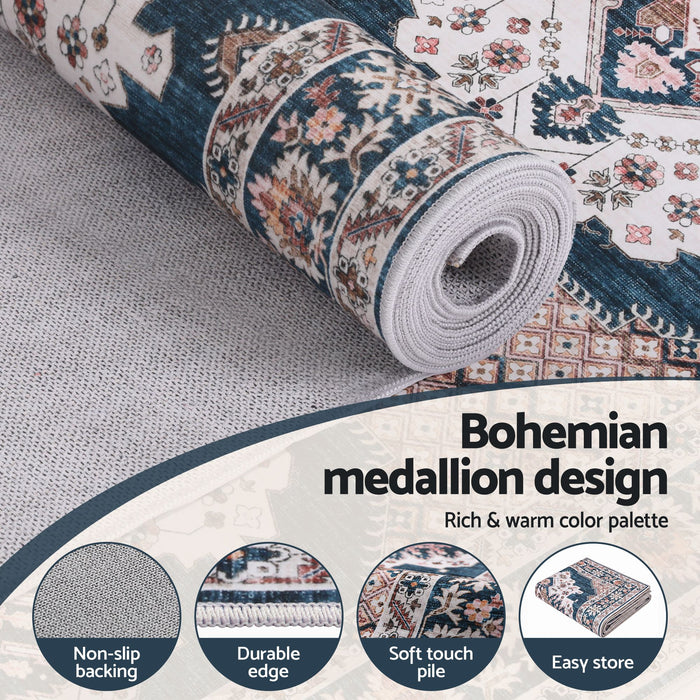 Artiss 60 x 300 cm Washable Runner Area Rug No Hard Glue Quilt-Like Soft for Home Decor, 0.5cm Ultra-Thin Pet Friendly Bohemian Medallion Bedroom Carpet