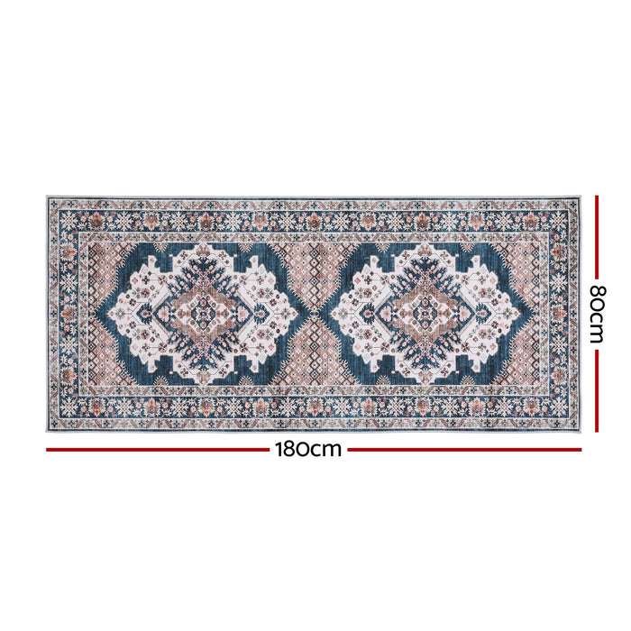 Artiss 80 x 180 cm Washable Runner Area Rug No Hard Glue Quilt-Like Soft for Home Decor, 0.5cm Ultra-Thin Pet Friendly Bohemian Medallion Bedroom Carpet