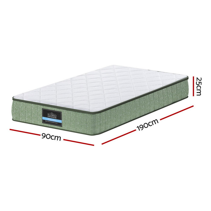 Giselle 25cm Memory Foam Mattress Dual Layer Zipper Cover Cool Charcoal Foam Mattresses Single