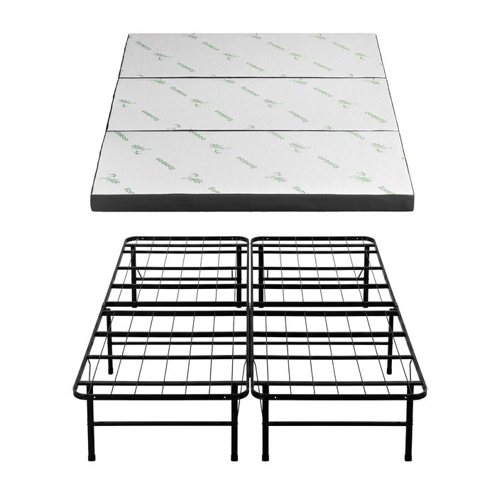 Giselle Folding Bed with Mattress Queen Portable Foldable Guest Bed Bamboo Cover