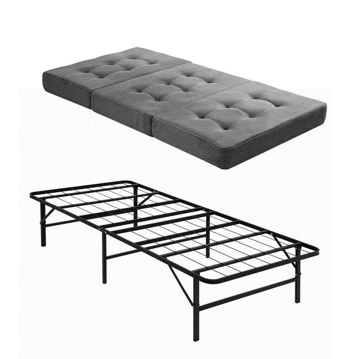 Giselle Single Folding Bed with Mattress Metal Frame Guest Bed 15cm Foam Foldable