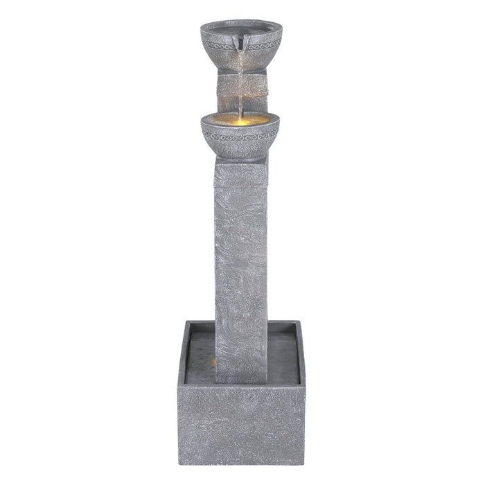 Gardeon Solar Fountain Water Feature Outdoor Fountain Indoor 3-Tier Cascading Grey