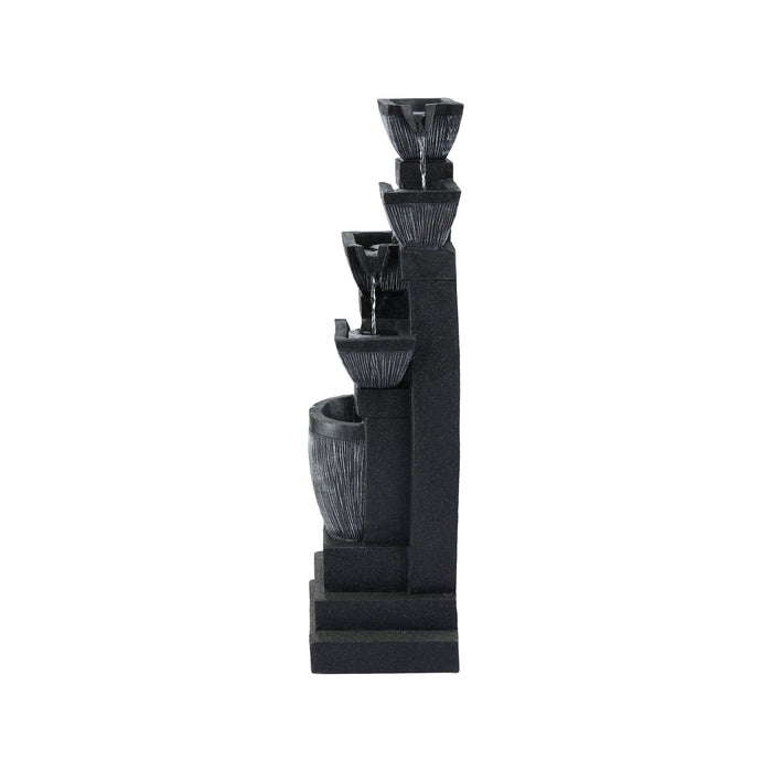 Gardeon Solar Fountain Water Feature Outdoor Fountain Indoor 5-Tier Bowl Cascading Grey
