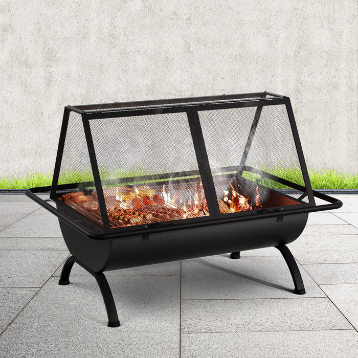 Grillz Fire Pit BBQ Grill Outdoor Fireplace Steel