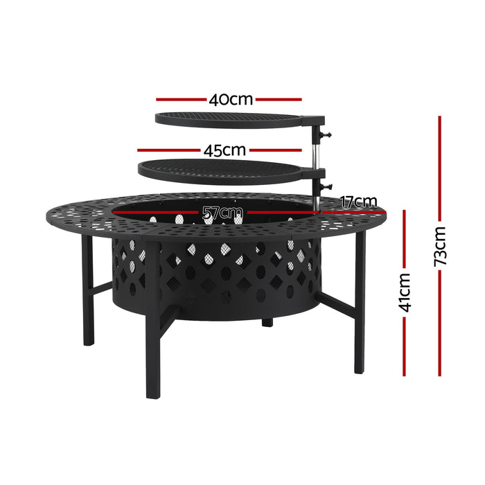 Grillz Fire Pit BBQ Charcoal Smoker Portable Mesh Pits Outdoor Camping Fireplace