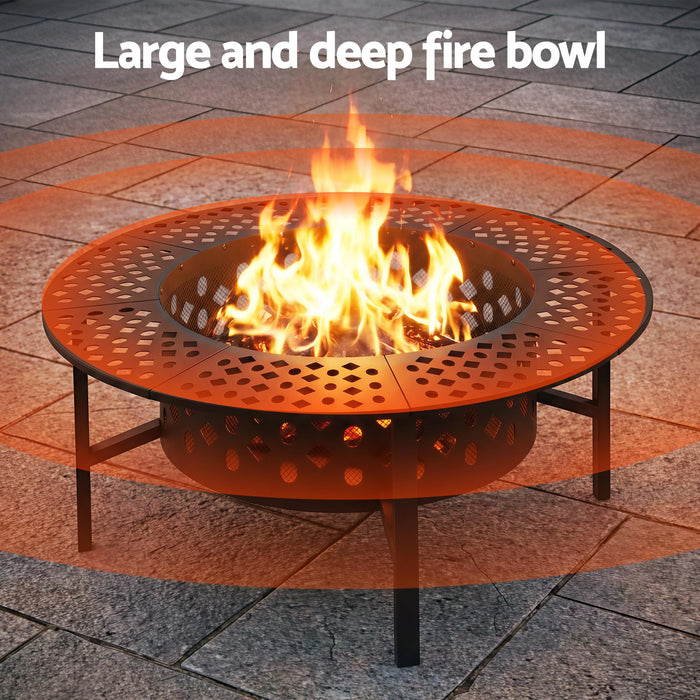 Grillz Fire Pit BBQ Charcoal Smoker Portable Mesh Pits Outdoor Camping Fireplace