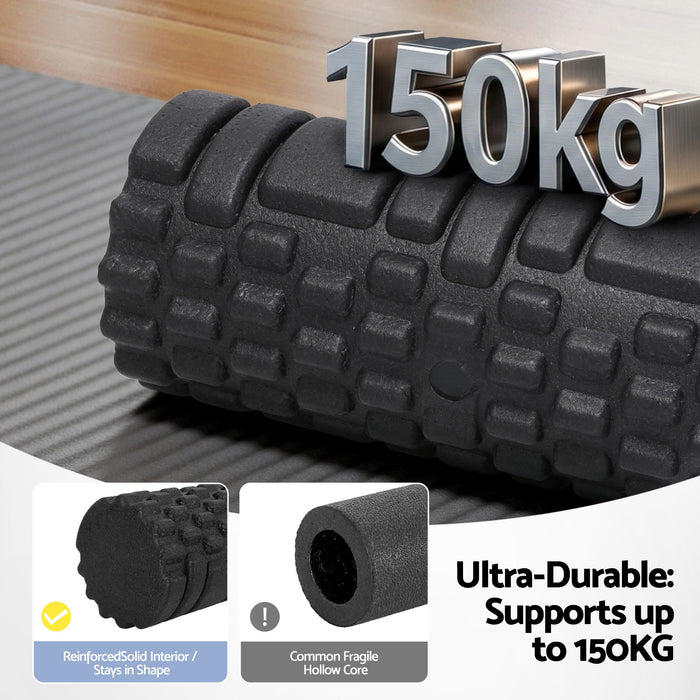 Everfit Foam Roller Set 4 in 1 Grid High Density Massager for Deep Tissue Trigger Point Myofascial Release Back Pain Muscle Recovery Gym Home Fitness Equipment with Storage Bag Supports 150kg