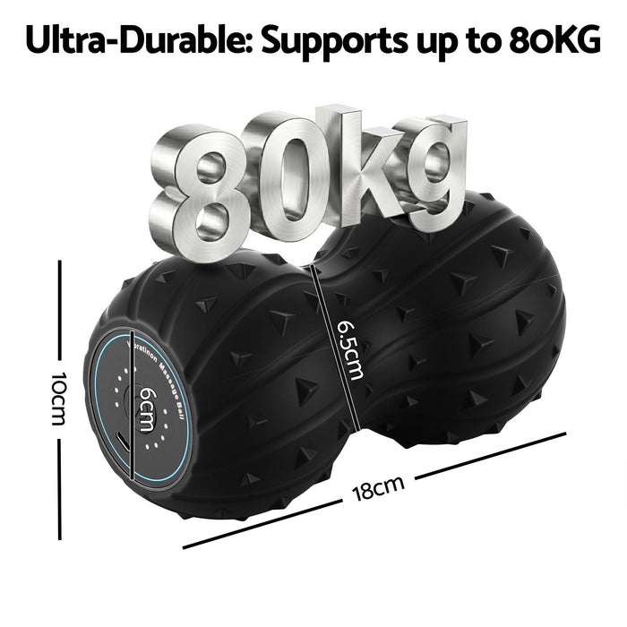 Everfit Electric Vibrating Peanut Massage Ball 5 Adjustable Levels High Power 3000RPM Motor 4D Floating Point Deep Tissue Trigger Point Muscle Relaxation Yoga Home Gym Type-C Rechargeable Support 80kg