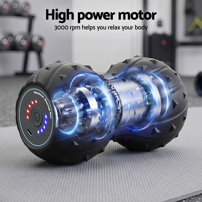 Everfit Electric Vibrating Peanut Massage Ball 5 Adjustable Levels High Power 3000RPM Motor 4D Floating Point Deep Tissue Trigger Point Muscle Relaxation Yoga Home Gym Type-C Rechargeable Support 80kg