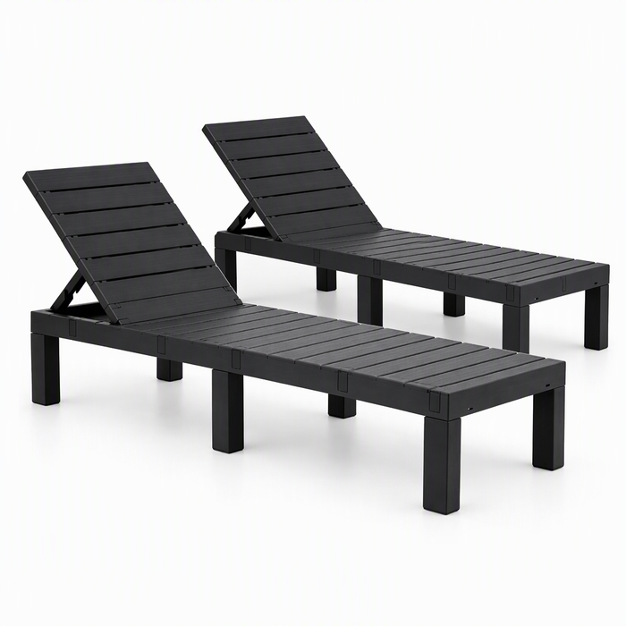Gardeon 2X Foldable Sun Lounges Outdoor Recliner Patio Beach Chair Slatted Black