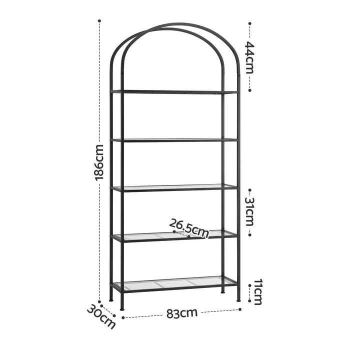 Artiss 5 Tiers Bookshelf Industrial Etagere Bookcase Display Shelf Black