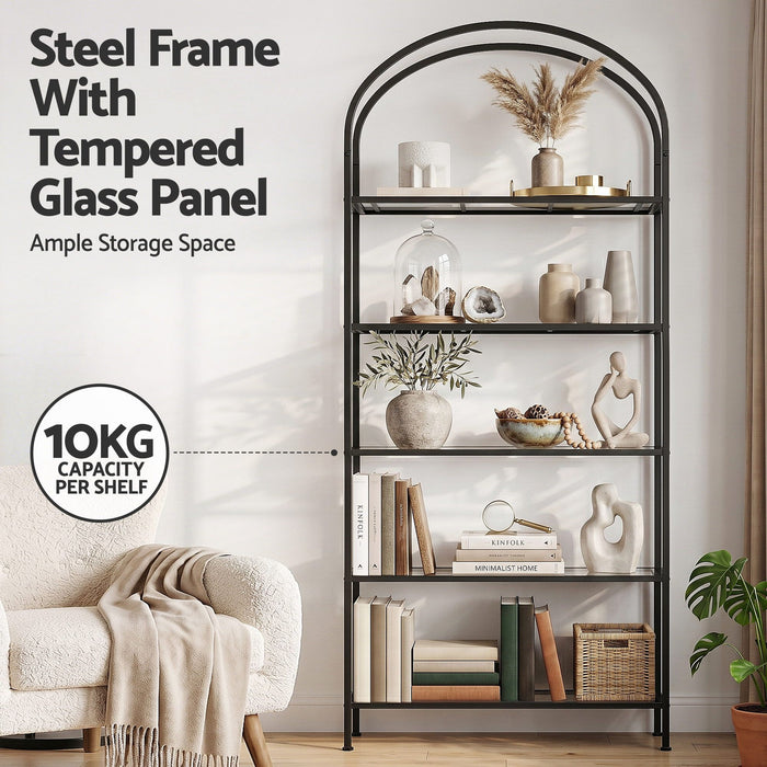 Artiss 5 Tiers Bookshelf Industrial Etagere Bookcase Display Shelf Black