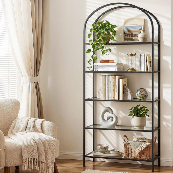 Artiss 5 Tiers Bookshelf Industrial Etagere Bookcase Display Shelf Black