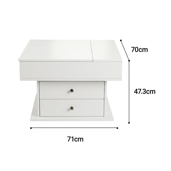 Artiss Lift Top Coffee Table Centre Table with Rotating Top Hidden Storage White