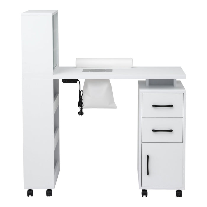 Artiss Manicure Table Nail Desk with Built-in Dust Collector Beauty Salon Station Drawers Shelves Wrist Cushion White
