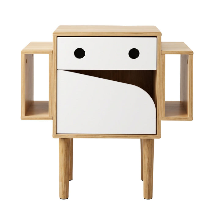 Artiss Bedside Table with Drawer Robot Design for Kids' Room Bedroom Pine