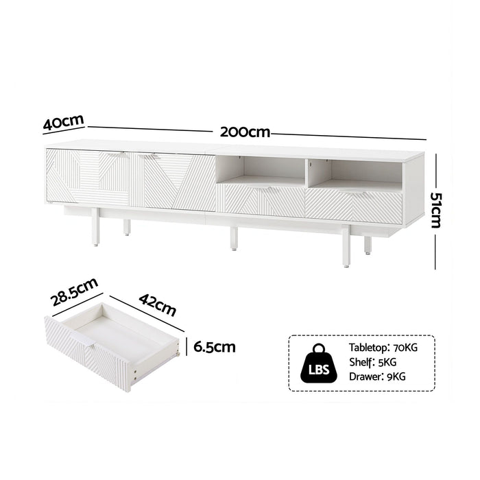 Artiss TV Unit Entertainment Unit Storage Cabinet Drawer 200cm White