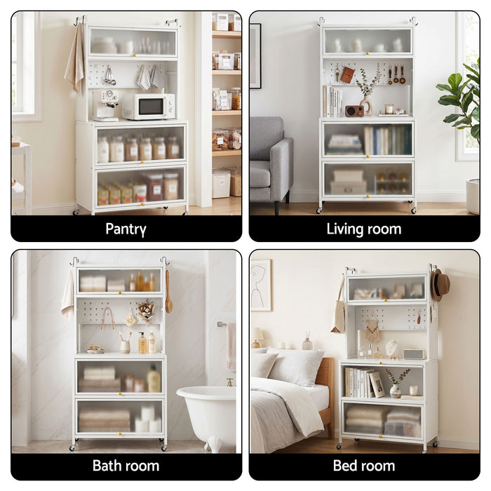 Artiss Kitchen Cabinet Storage Shelves Pegboard Cupboard Sideboard 80CMX164CM