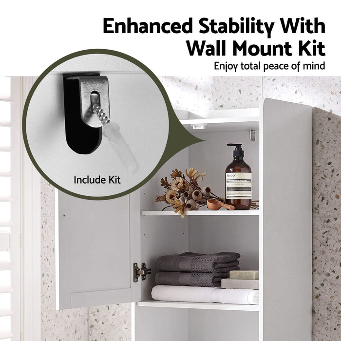 Artiss Tall Bathroom Storage Cabinet with Tilt Out Laundry Hamper White 170cm