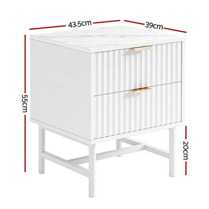 Artiss 2X Bedside Table White Nightstand 2 Drawers
