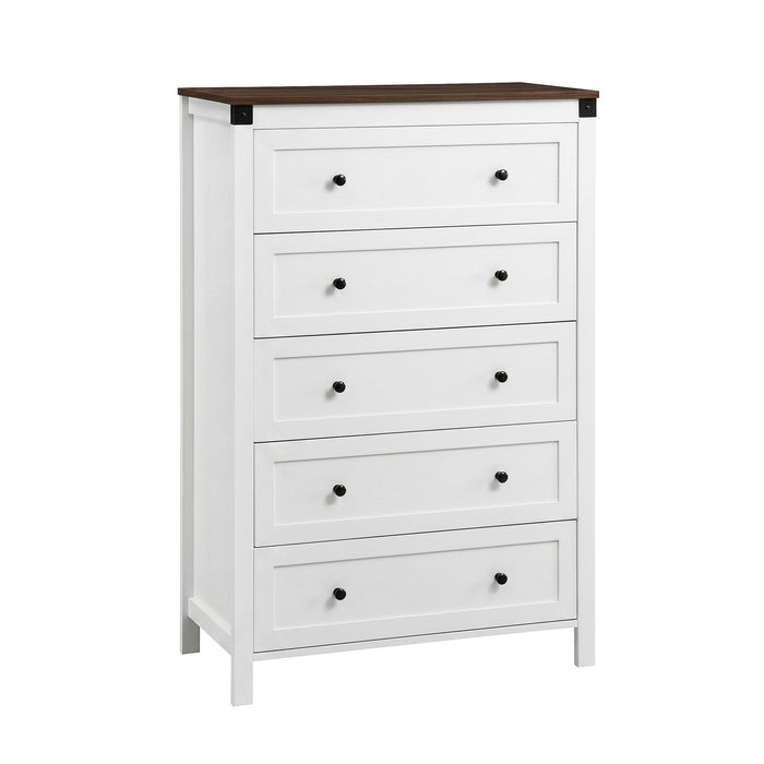 Artiss 5 Chest of Drawers Storage Tallboy White & Walnut