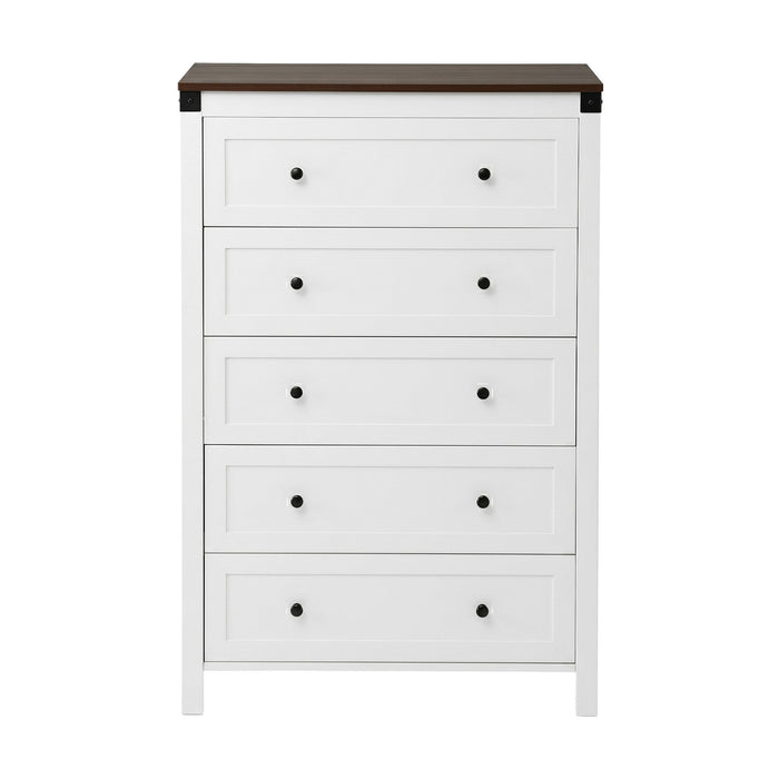 Artiss 5 Chest of Drawers Storage Tallboy White & Walnut