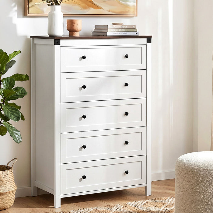 Artiss 5 Chest of Drawers Storage Tallboy White & Walnut