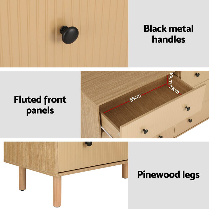 Artiss 6 Chest of Drawers Tallboy Cabinet - RUTH Pine