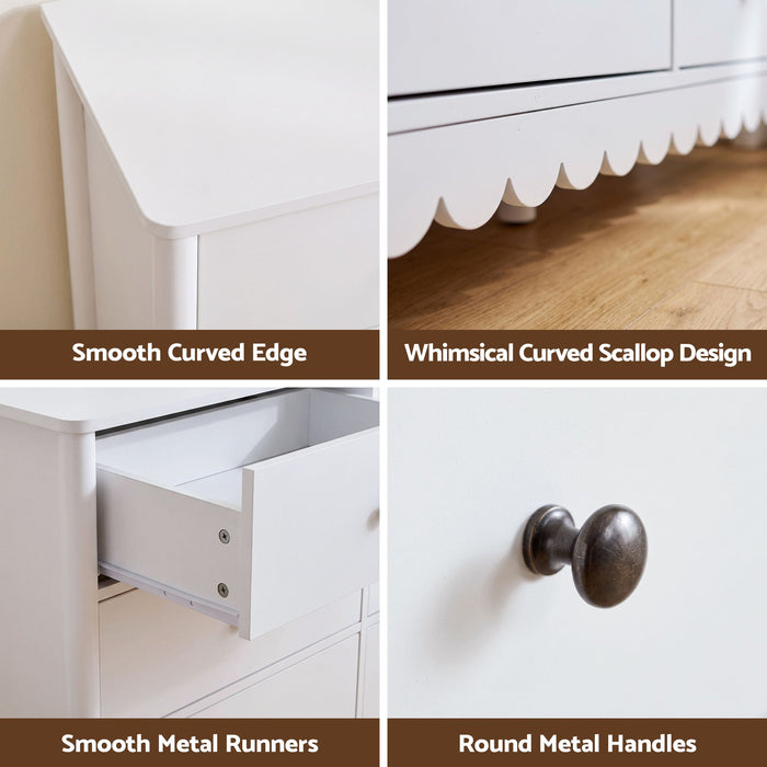Artiss 6 Chest of Drawers Dresser Lowboy Curved Edge Scalloped White Bedroom