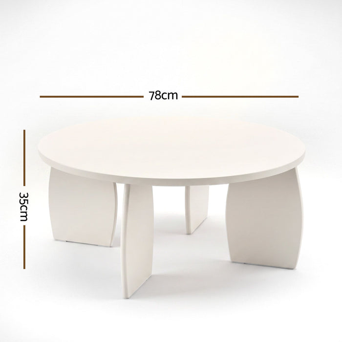 Artiss Round Coffee Table High-Gloss Center Table Minimalist Living Room Furniture 78x35cm Cream White